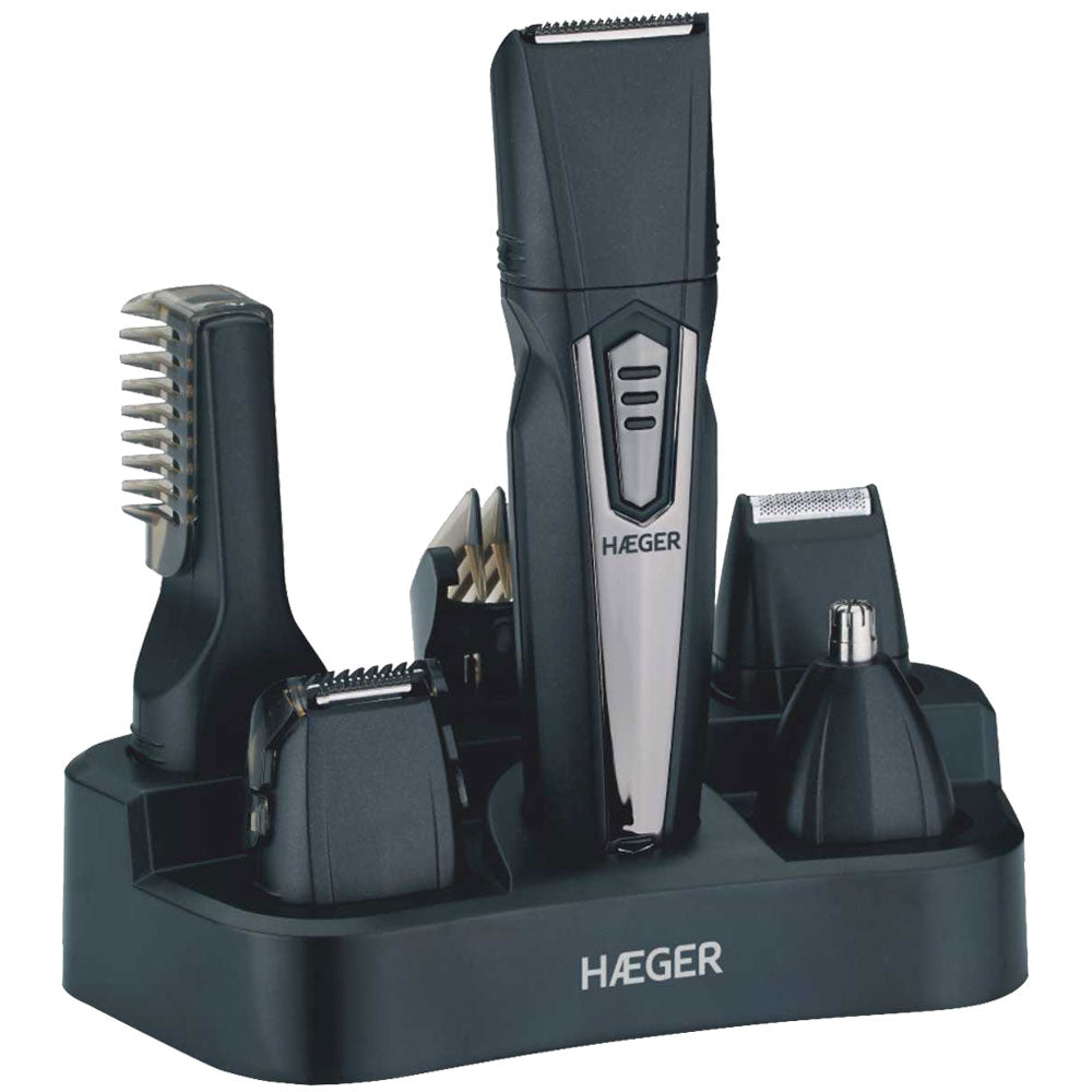 HAEGER Expert Trimmer 5-in-1 multifunctional hair clipper with charging base and all attachments