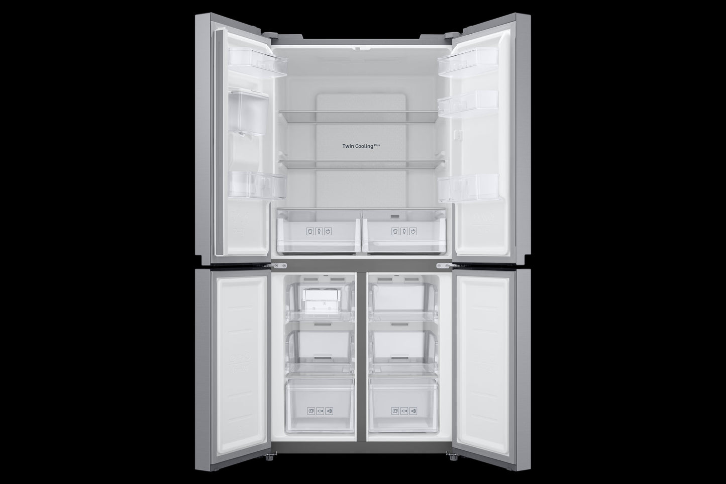 Samsung, RF48A4010M9/LV French Door Refrigerator, 466L Net Capacity , Gentle Silver Matt