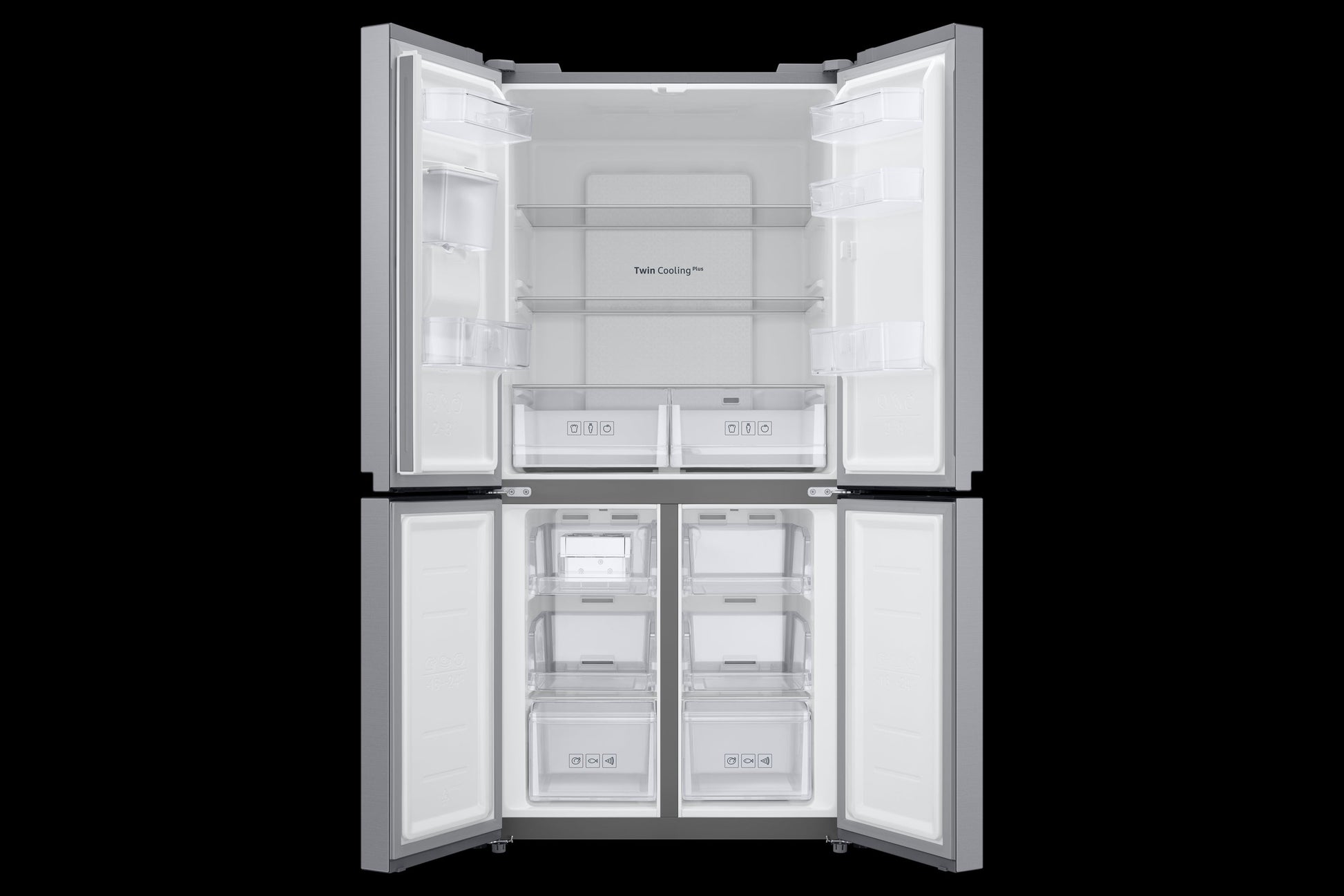 Samsung, RF48A4010M9/LV French Door Refrigerator, 466L Net Capacity , Gentle Silver Matt