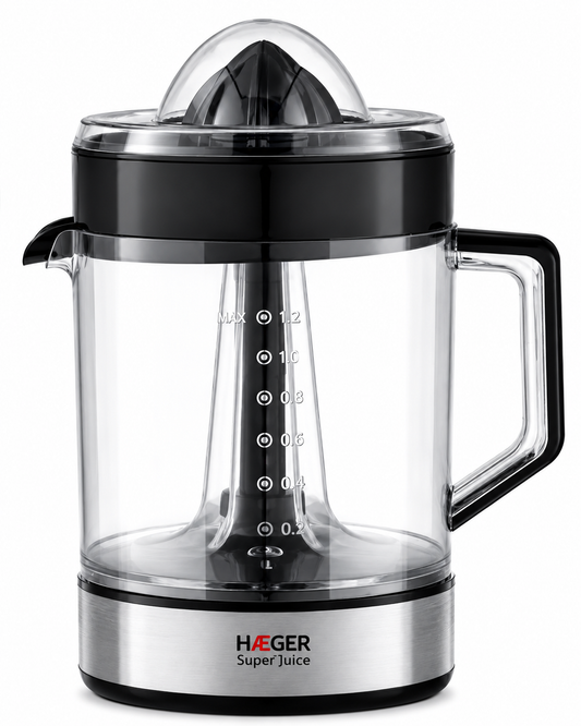 HAEGER Super Juice Electric Citrus Juicer – 40W, 1.2L, Bi-Directional Rotation