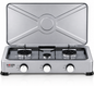 HAEGER Triple Cook 3-burner portable gas table cooker – gray enameled with lid open