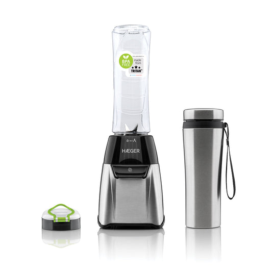 Blender HAEGER Sports Stainless Steel – 350W, TRITAN 600ml Cup, INOX Thermal Bottle