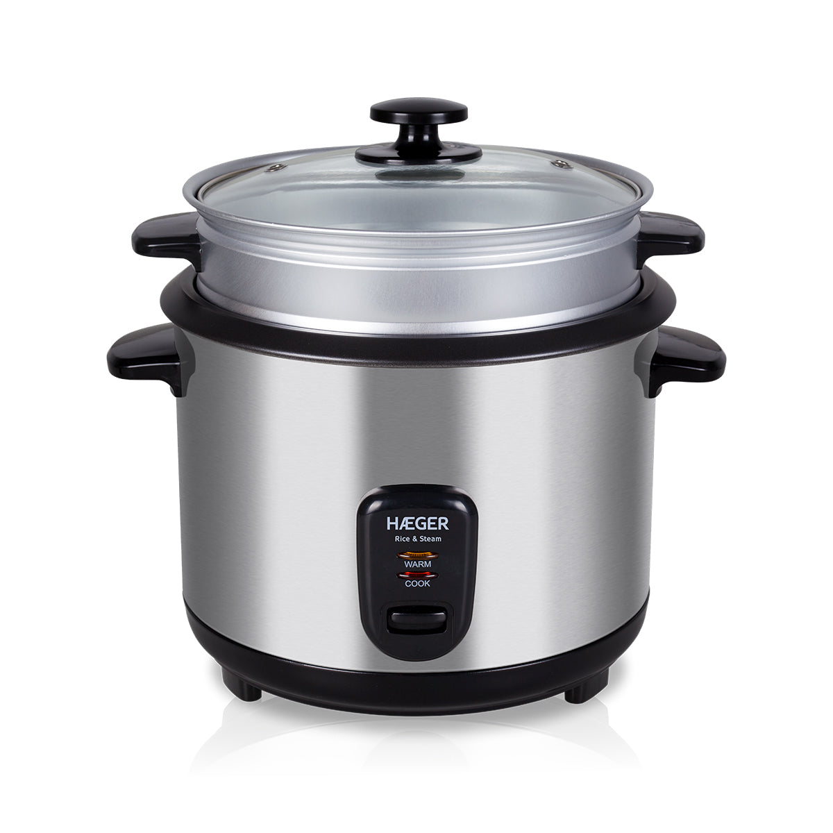 Electric Rice Cooker HAEGER Rice & Steam – 1.8 L, 700W, Stainless Steel