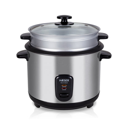 Electric Rice Cooker HAEGER Rice & Steam – 1.8 L, 700W, Stainless Steel