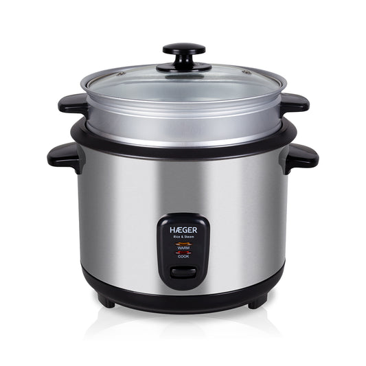 Electric Rice Cooker HAEGER Rice & Steam – 1.8 L, 700W, Stainless Steel