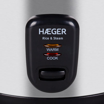 Electric Rice Cooker HAEGER Rice & Steam – 1.8 L, 700W, Stainless Steel