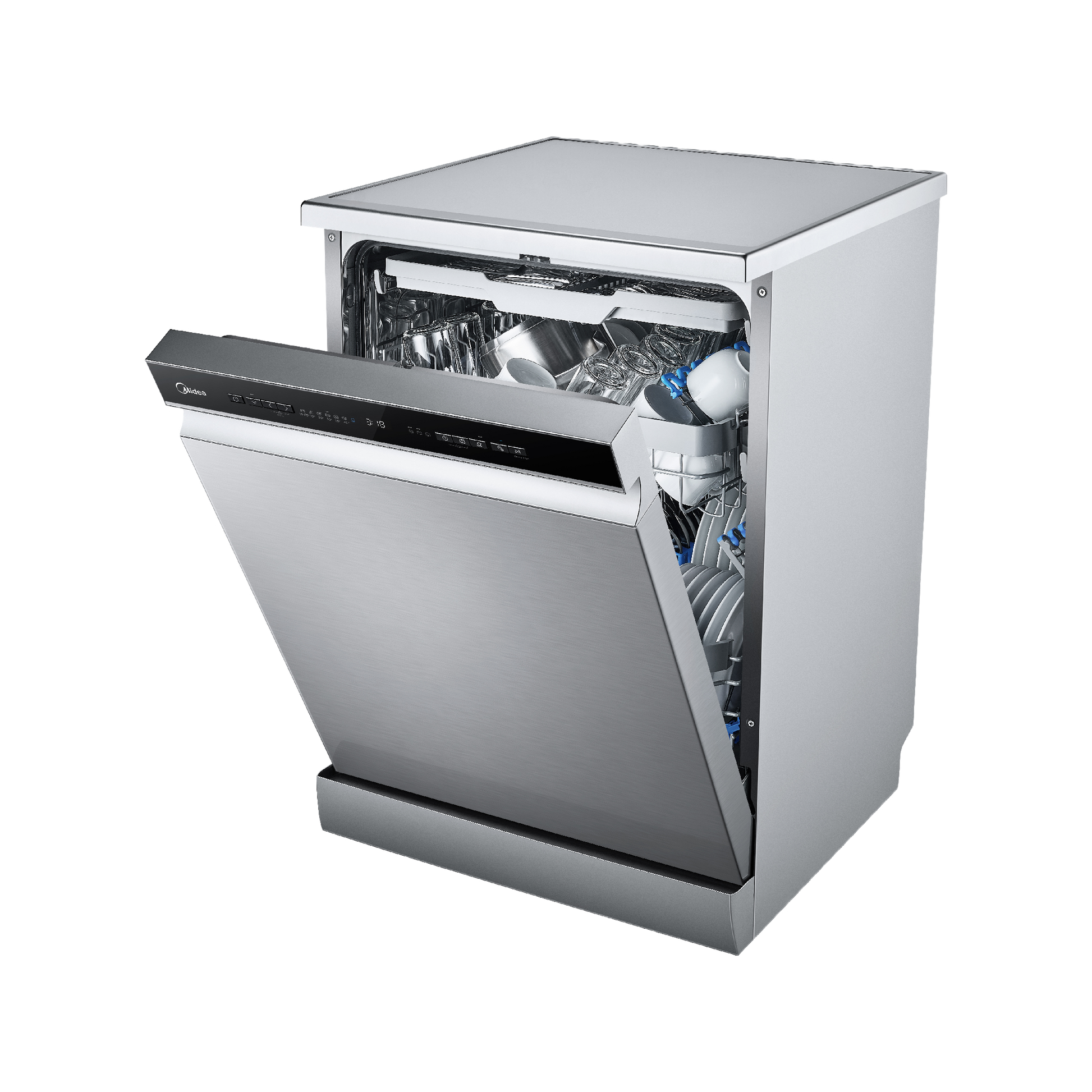 Midea Freestanding Smart Dishwasher 15 Place Setting with Dual Zone Wash - Stainless Steel