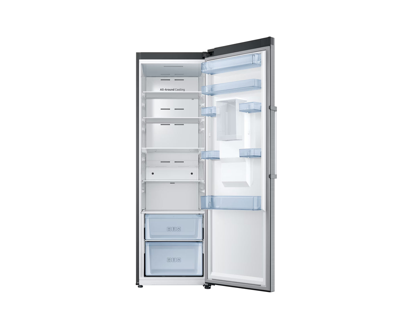Upright 1-Door Refrigerator with Digital Inverter Technology, Water Dispenser, Power Freeze, 375L, Silver