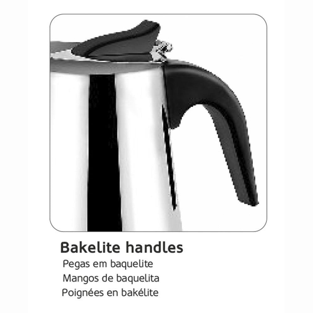 Moka Coffee Maker HAEGER SS MOKA POT 10 – Stainles Steel, 10 cups